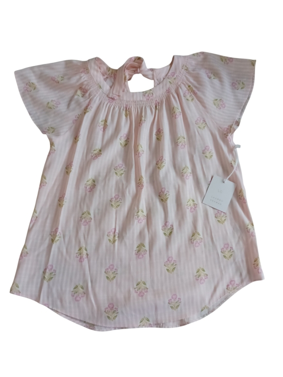 LC Lauren Conrad Tops - LC Lauren Conrad Pink Floral Ruffle Neck Blouse